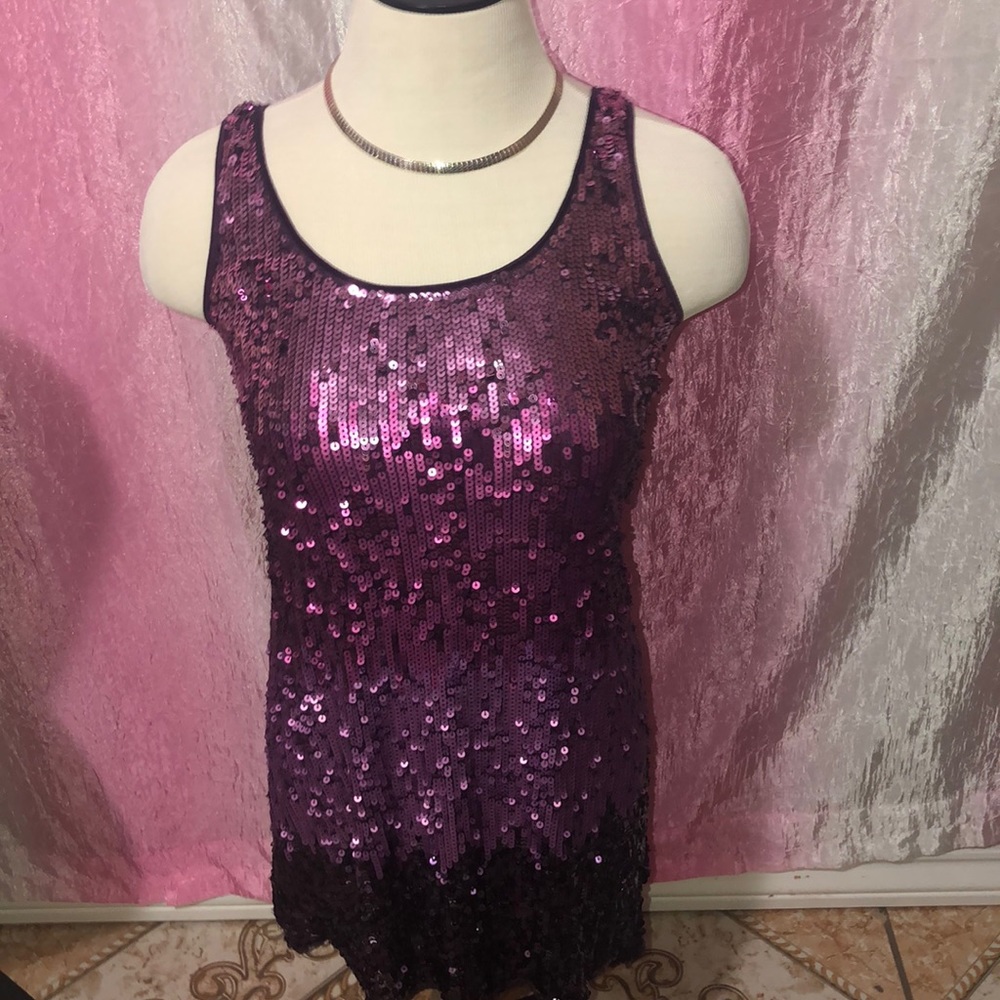 Express purple sequin mini dress